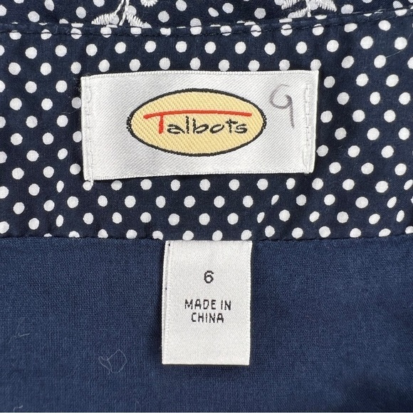 SIZE 6 TALBOTS BLUE WHITE RED SKIRT LINED ZIP CLOSURE RETRO PRINUP PATRIOTIC - Picture 8 of 9